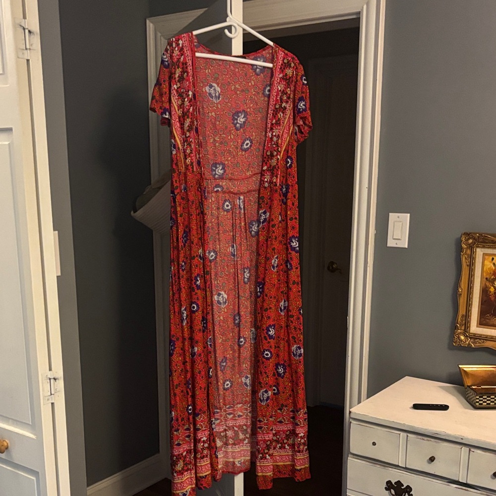 Elegant Red Floral Maxi Dress